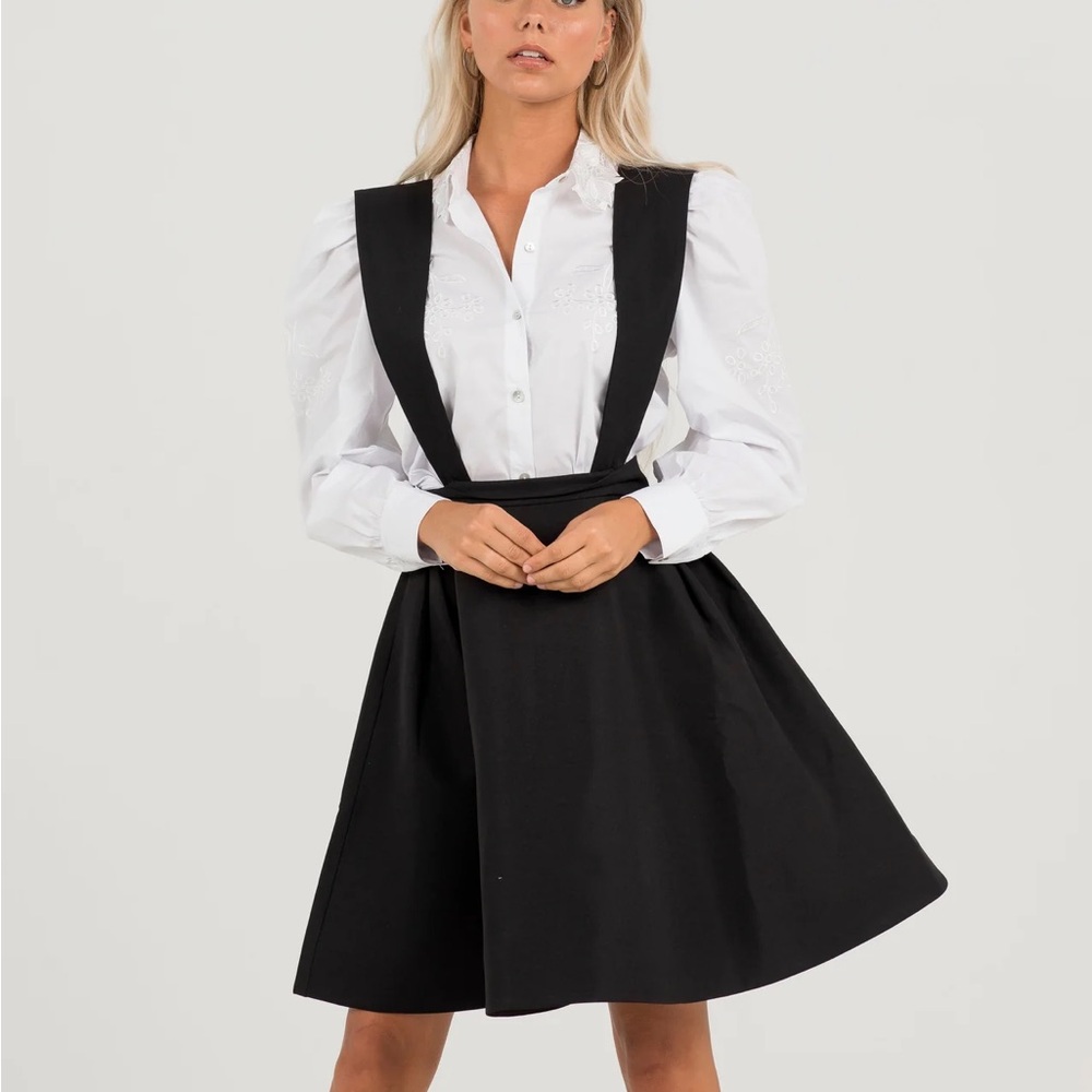 NWT Aleeza Paris Marci Jumper with Pockets and Suspenders 25” Skirt Size Small - Picture 2 of 7